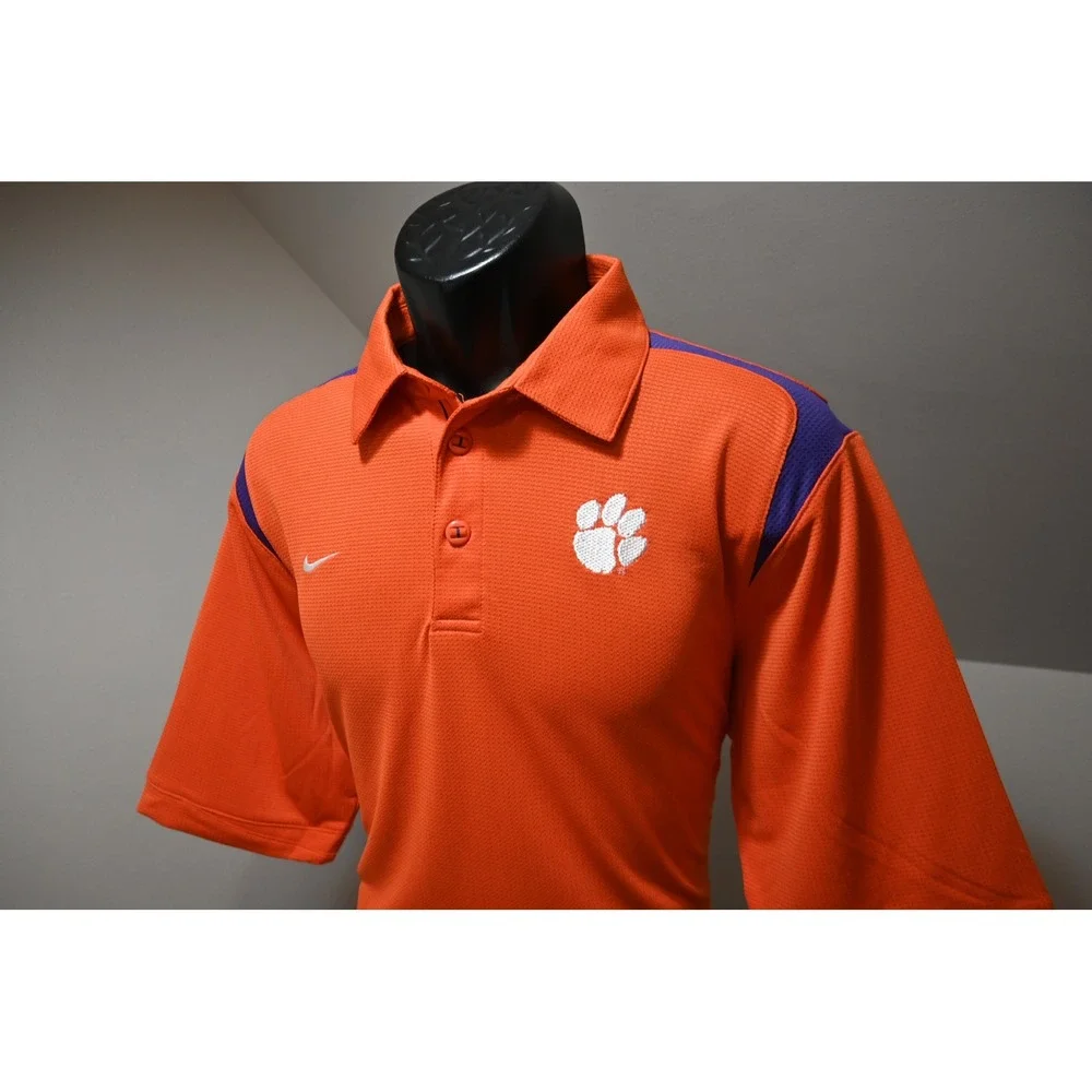 Nike Clemson Tigers Golf Polo Men Small Orange Purple Nike FIT Athletic EUC